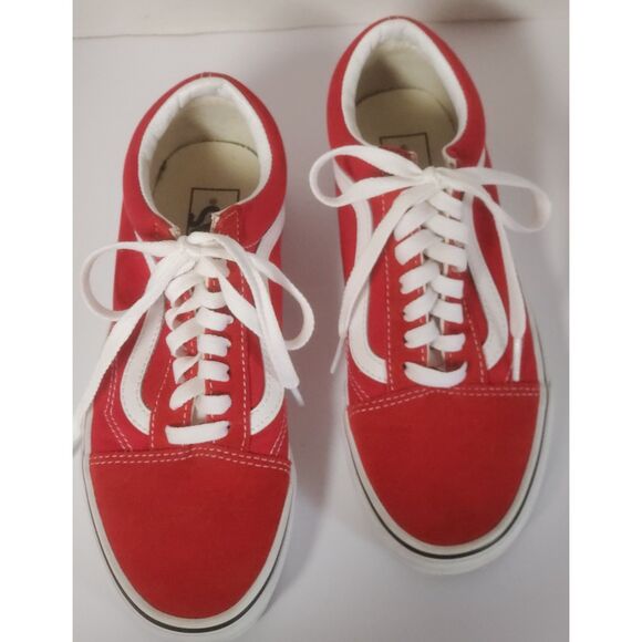 Vans Off The Wall Red Suede and Canvas Sneakers Size W/8, M/6.5 - Picture 1 of 7